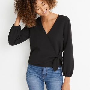Madewell Texture & Thread Black Wrap Top
